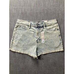 SO Goods For Life High Rise Mom Shorts Light Acid Wash Raw Hem Size 13/31W NWT